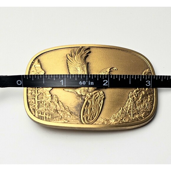 VTG SMITH & WESSON BRASS BELT BUCKLE EAGLE IN FLIGHT w LOGO #677 1980s BRAND NEW - Picture 7 of 9